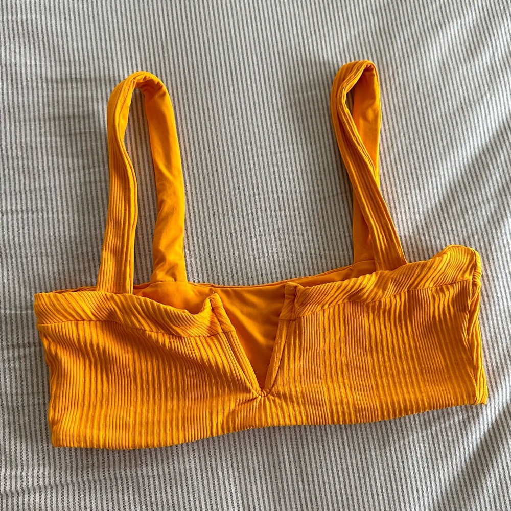 L Space Ribbed Lee Lee Bikini Top Mango Size M